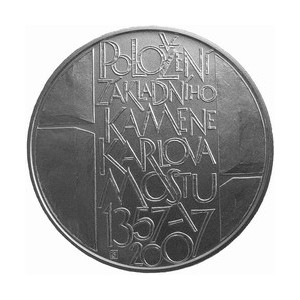 Stříbrná pamětní mince Karlův most - b.k. 