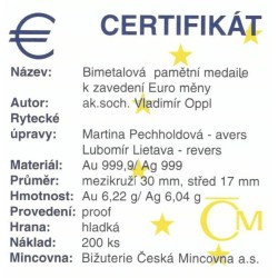 2002 - Bimetalová pamětní medaile k zavedení Euro měny 