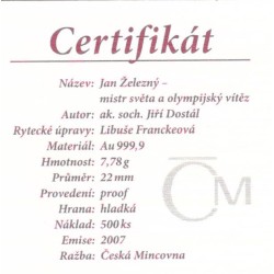 2007 - Zlatá medaile Jan Železný, Au 1/4 Oz
