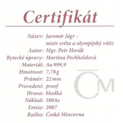 2007 - Zlatá medaile Jaromír Jágr, Au 1/4 Oz