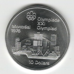 Stříbrná pamětní mince LOH Montreal 1976 - Panorama Montrealu, b.k. - rok 1973