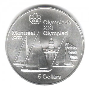 Stříbrná pamětní mince LOH Montreal 1976 - Jachting, b.k. - rok 1973