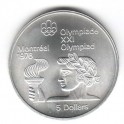 Stříbrná pamětní mince LOH Montreal 1976 - Olympijská pochodeň, b.k. - rok 1974