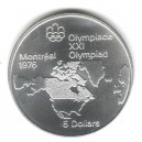 Stříbrná pamětní mince LOH Montreal 1976 - Mapa Severní Ameriky, b.k. - rok 1973