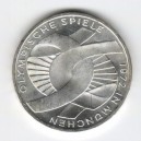 Stříbrná pamětní mince LOH Mnichov-Olympijské kruhy, b.k. 1972