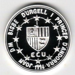 Stříbrná pamětní mince Dohoda o celní unii mezi Andorrou a EU, Proof, rok 1994