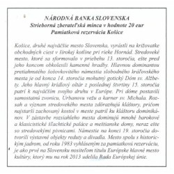 Stříbrná pamětní mince Památková rezervace Košice 2013, Proof
