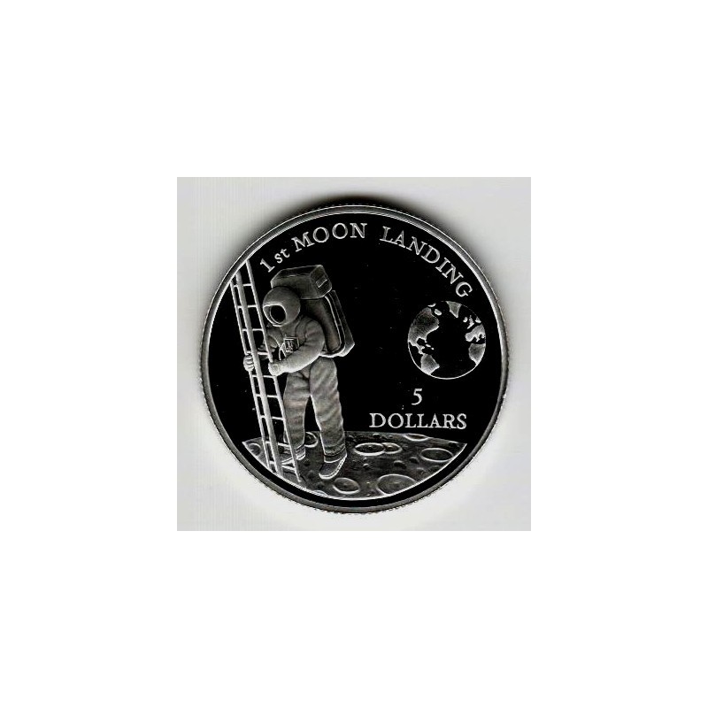 Stříbrná pamětní mince Přistání na měsíci, Proof, rok 1992