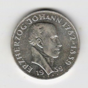 Stříbrná pamětní mince Jan Habsbursko-Lotrinský 1959, b.k.