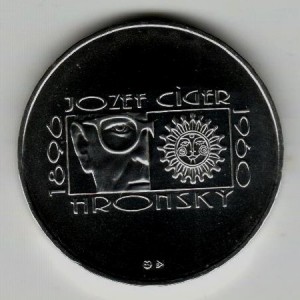 Stříbrná pamětní mince Jozef Cíger Hronský 1996, b.k.