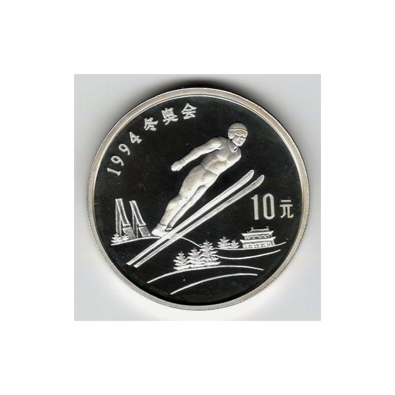 Stříbrná pamětní mince ZOH Lillehammer-Skoky na lyžích, Proof, rok 1992