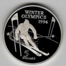 Stříbrná pamětní mince ZOH Lillehammer-Lyžování, Proof, rok 1994