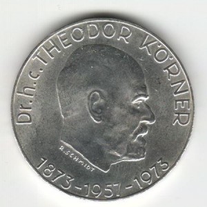 Stříbrná pamětní mince Theodor Körner 1973, b.k.