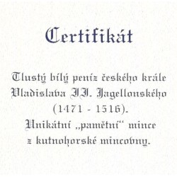 2001 - Stříbrná medaile Replika Tlustého bílého penízu Vl. Jagellonského