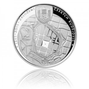 2015 - Stříbrná mince založení Českých Budějovic, Proof 