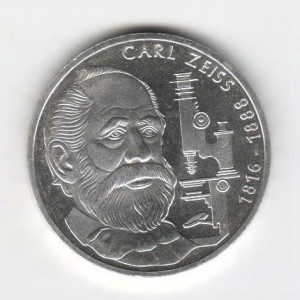 Stříbrná pamětní mince Carl Zeiss, b.k., rok 1988