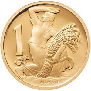 2005 - Zlatá medaile 1 koruna z roku 1922, Au 1/4 Oz