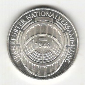 Stříbrná pamětní mince Frankfurtské Národní shromáždění, b.k., rok 1973