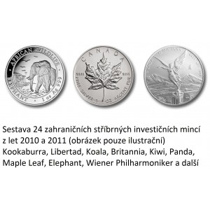 Sada 24 ks stříbrných investičních mincí - roky 2010 a 2011