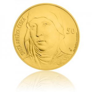 2016 - Zlatá medaile ve váze 40ti dukátu s motivem 50 Kč bankovky - Svatá Anežka Česká